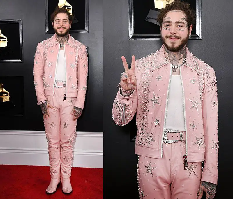 Post Malone pink leather