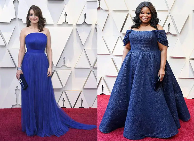 Tina Fey and Octavia Spencer blue gowns oscars
