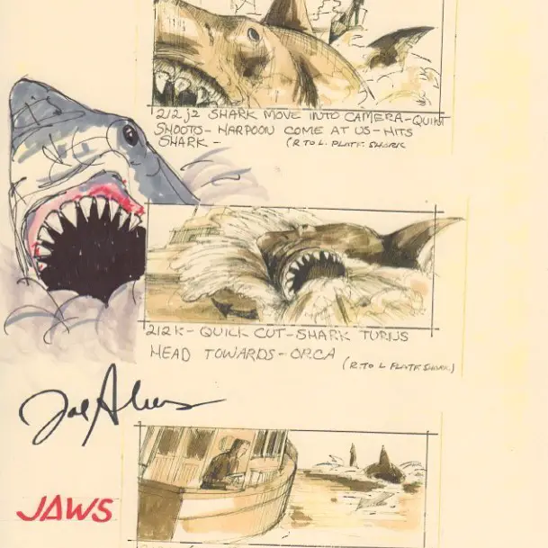 Original JAWS storyboard by Joe Alves