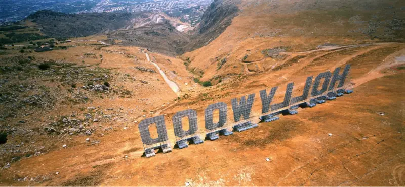 Maurizio Cattelan, Hollywood sign in Palermo, Italy, 2001