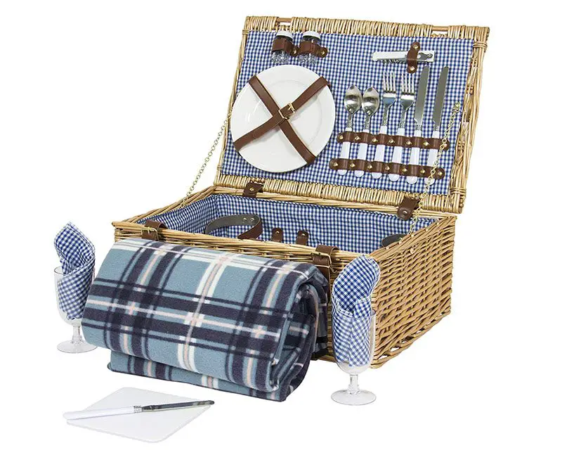 Wicker Picnic Basket w/Cutlery