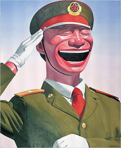 Yue Minjun, Salute, 2005