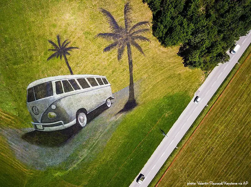 vw bus land art