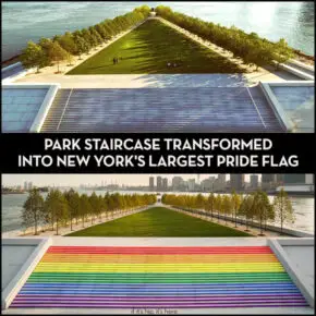 Four Freedoms Park Staircase Transformed Into Largest Pride Flag