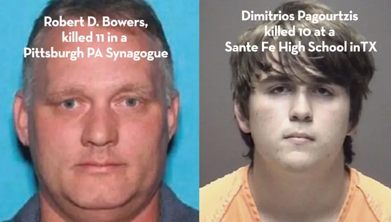 Mass murderers Robert D. Bowers and Dimitrios Pagourtzis