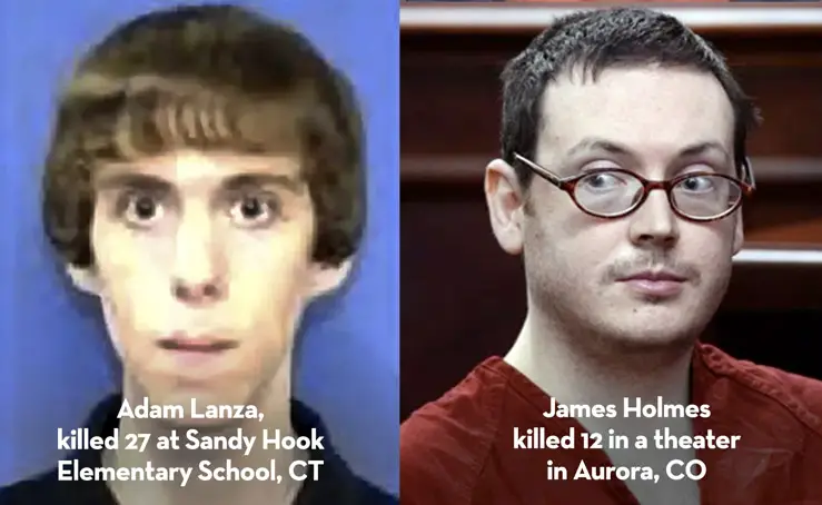 Mass shooters Adam Lanza and James Holmes