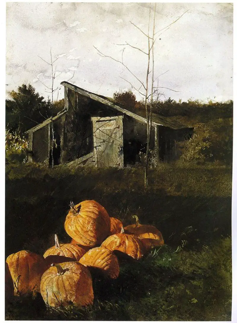 Andrew Wyeth, Pumpkins, watercolor on paper, 1969