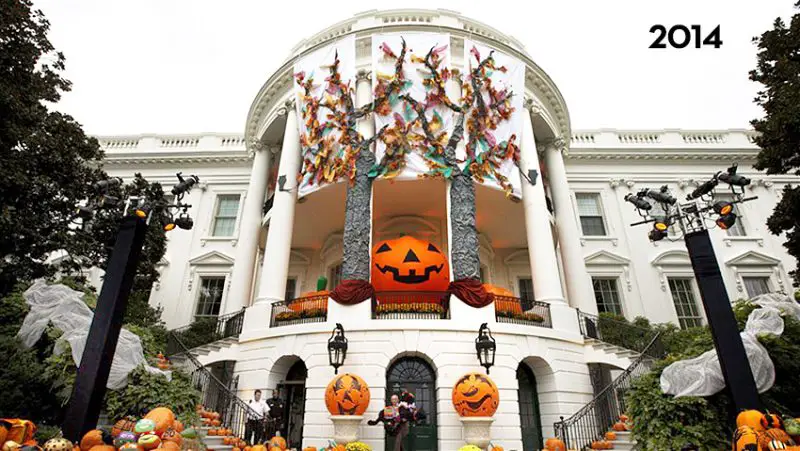 The White House South Lawn decorated for Halloween, 2014