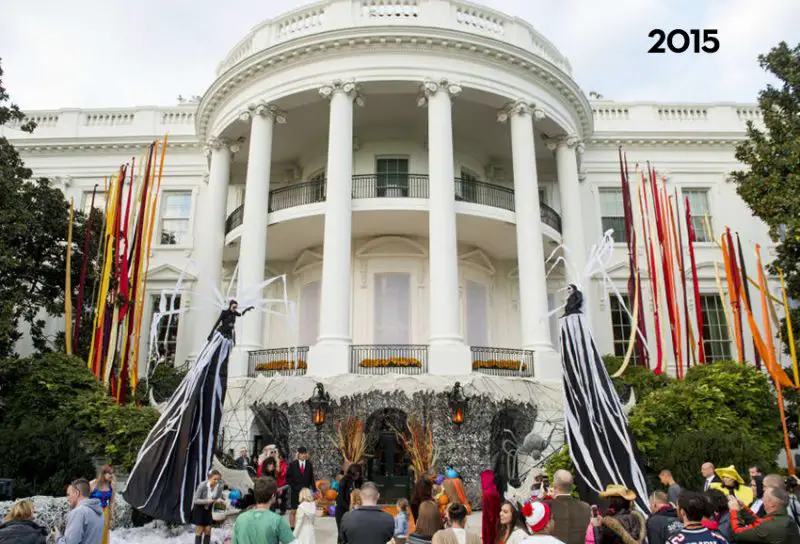 The White House South Lawn decorated for Halloween, 2015