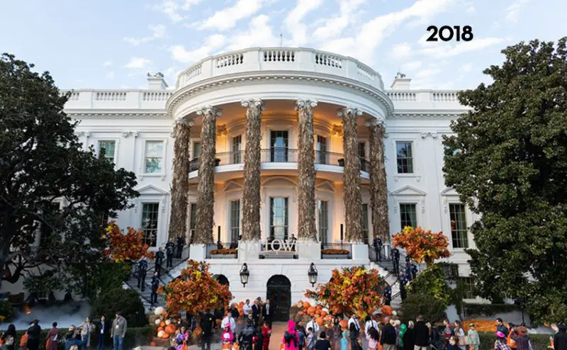 The White House South Lawn decorated for Halloween, 2018