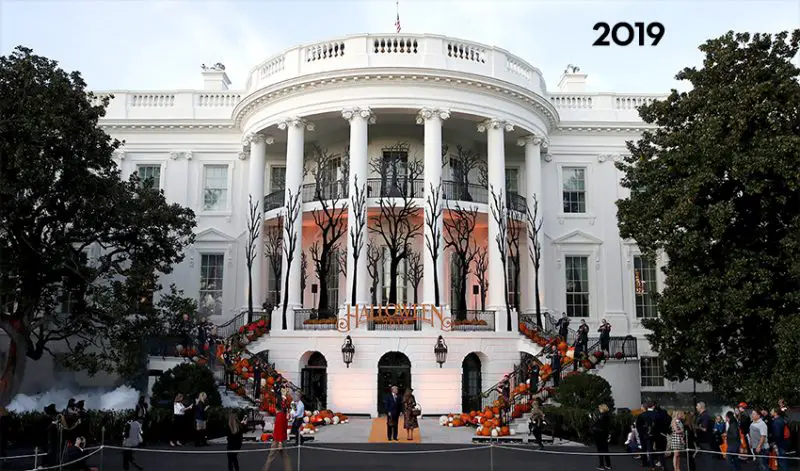 The White House South Lawn decorated for Halloween, 2019