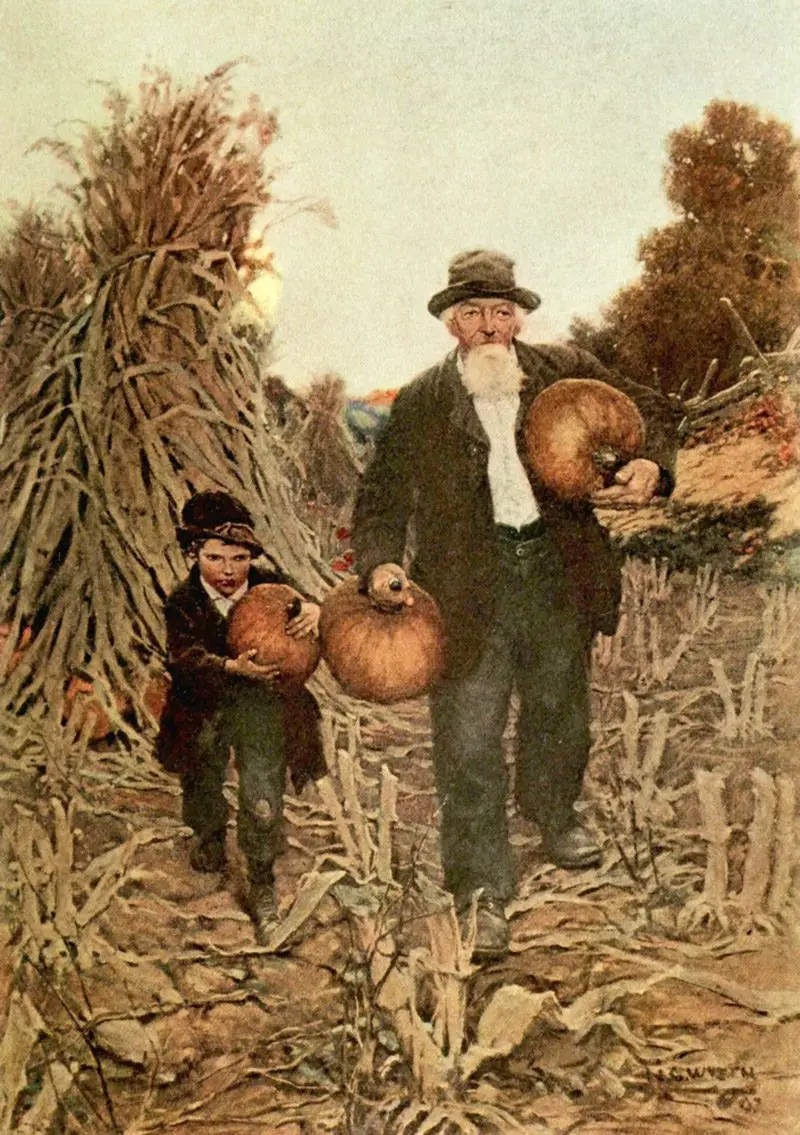 nc wyeth Bringing Home The Pumpkins, 1907