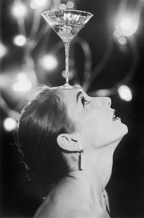 audrey hepburn champagne class on head