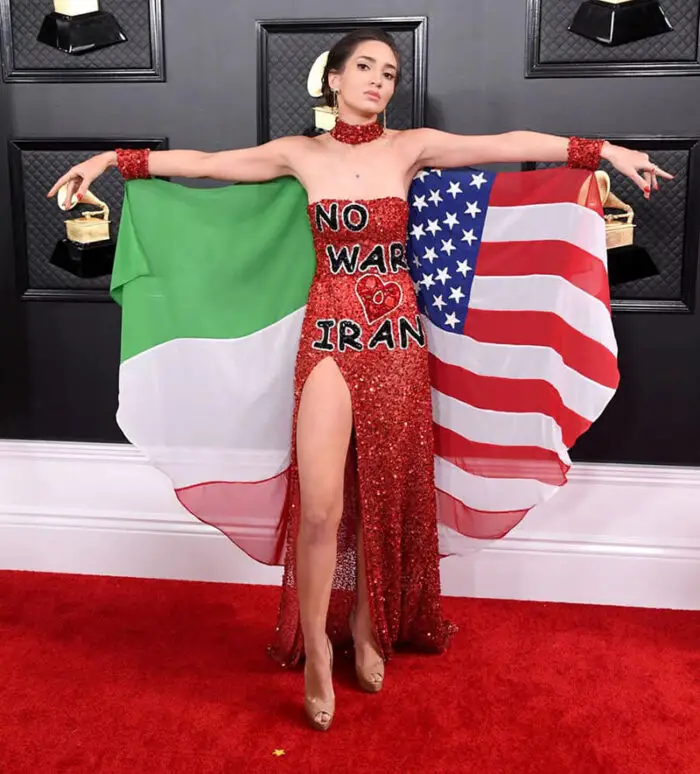 Megan Pormer no war in iran dress