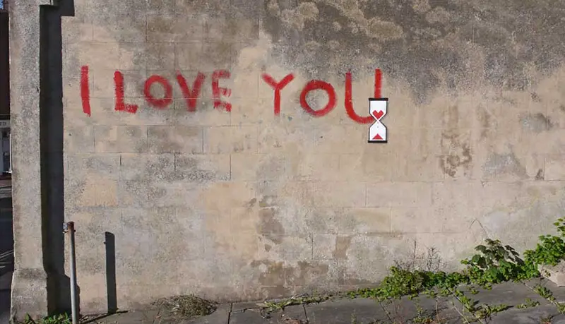 Banksy, I Love You, 2010 (Ventnor, Isle of Wight and has since been painted over)