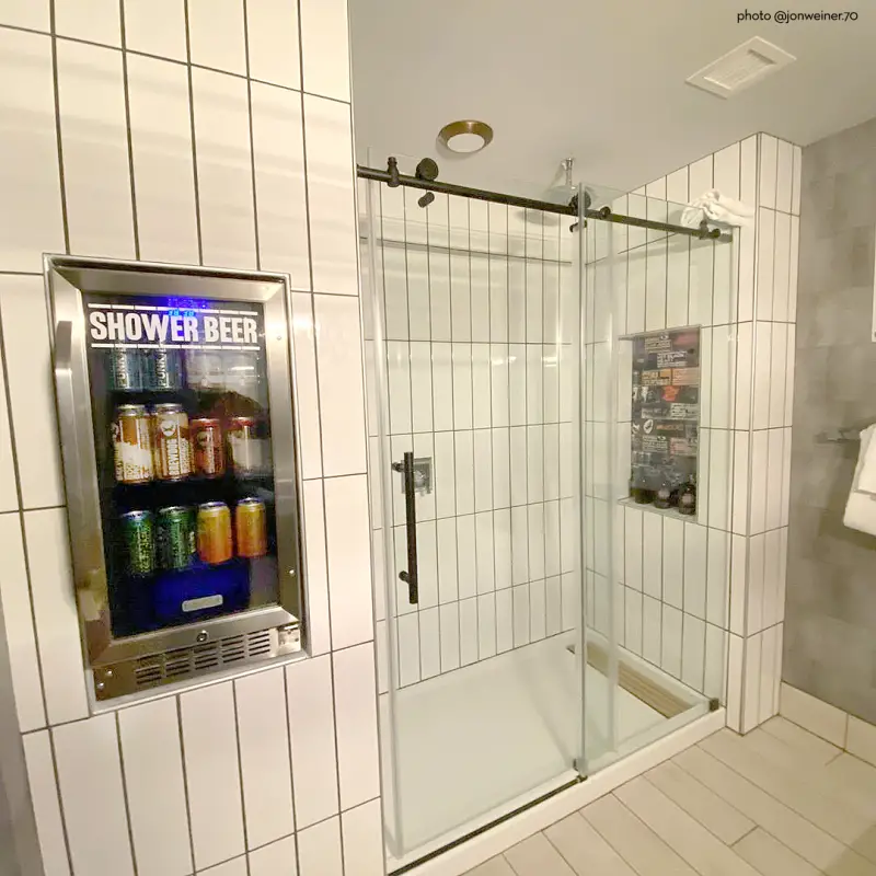 shower beer fridge
