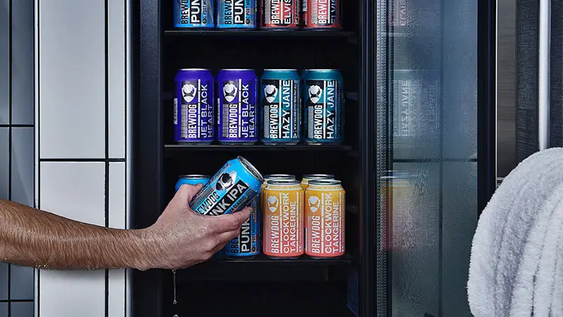 beer fridge in shower