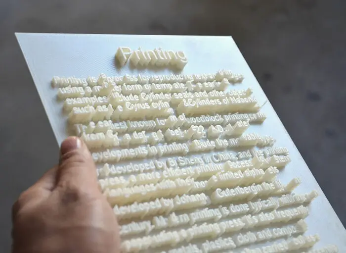 3D printed text