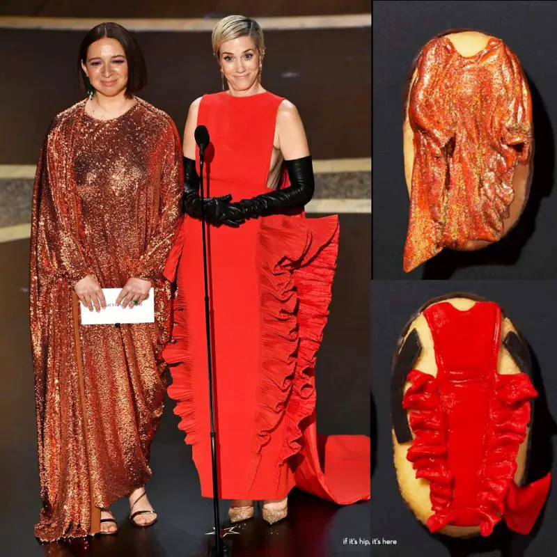 Maya Rudolph and Kristen Wiig, both wearing Valentino