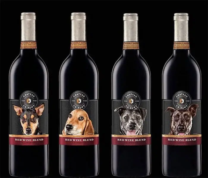 rescue dogs on Chateau La Paws Red Wine Blend