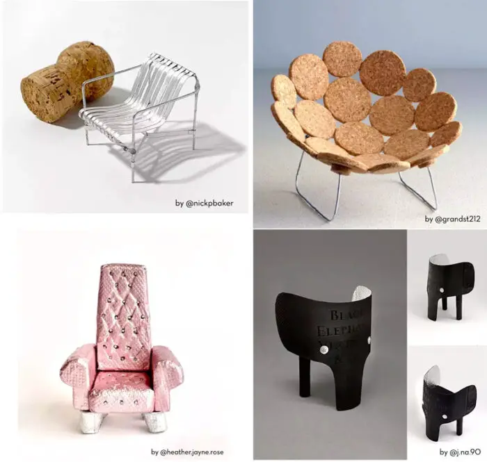 tiny chairs made from corks