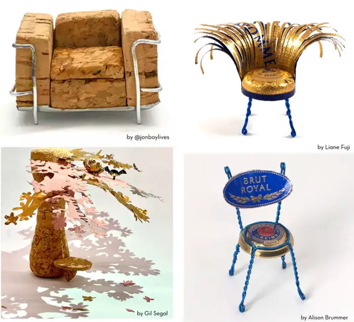 chairs made with champagne corks