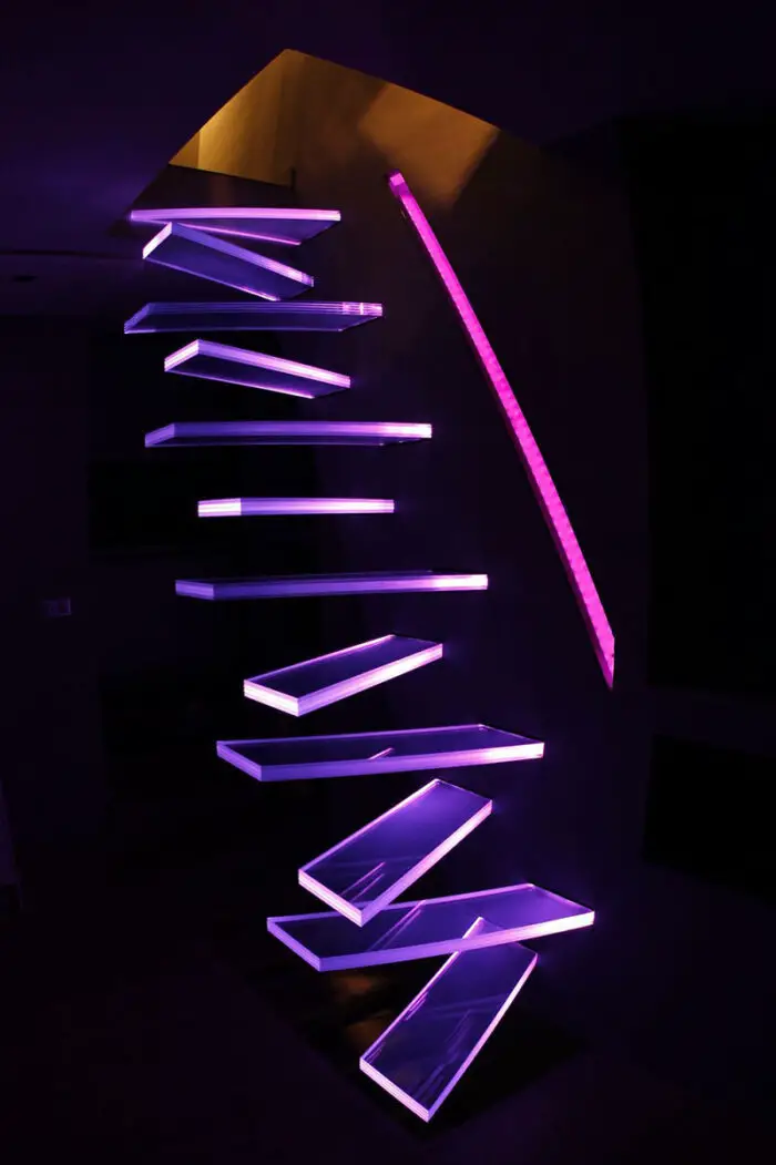 glowing glass stairs