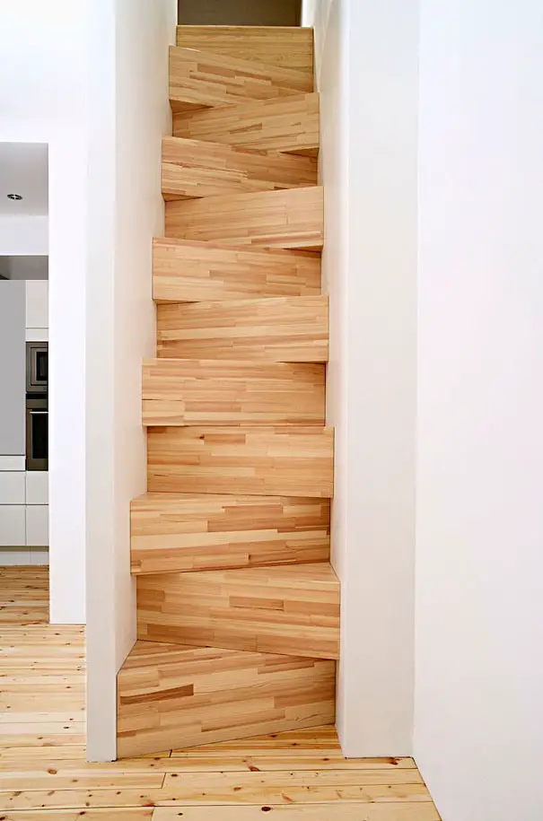 zig zag wooden stairs