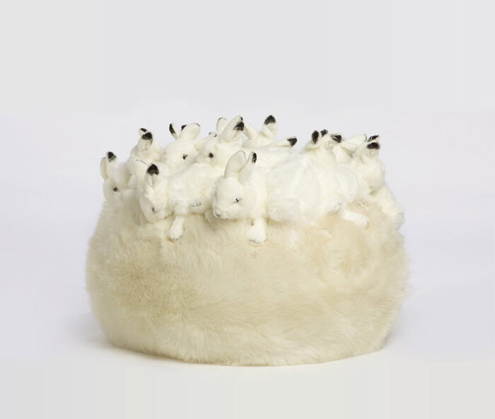 white rabbit pouf