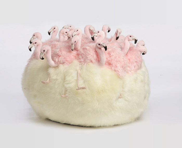 pink flamingo pouf