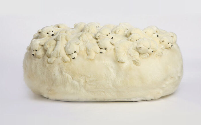 plush polar bear pouf