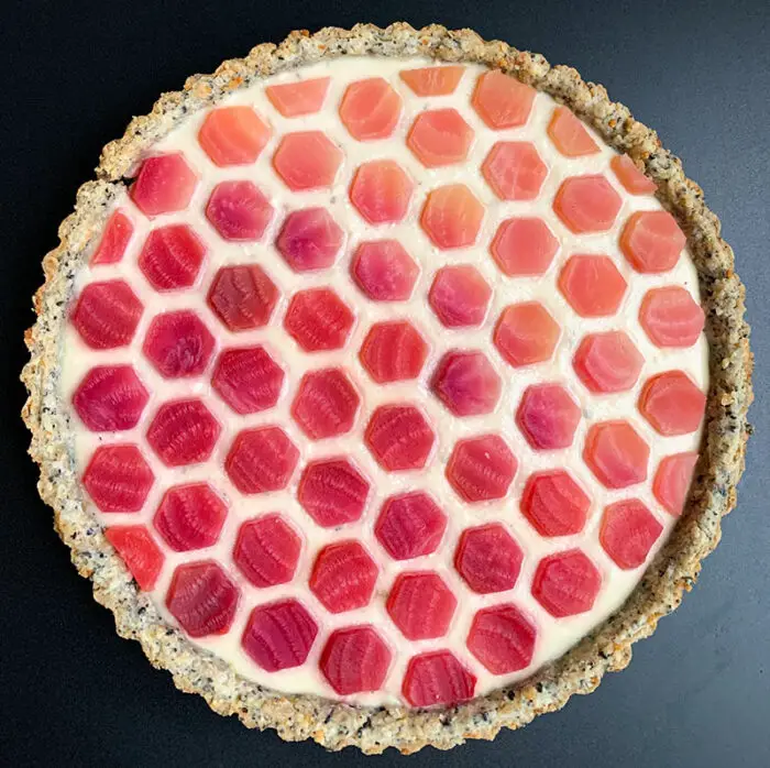 Honey Ricotta Tart with Chioggia Beets