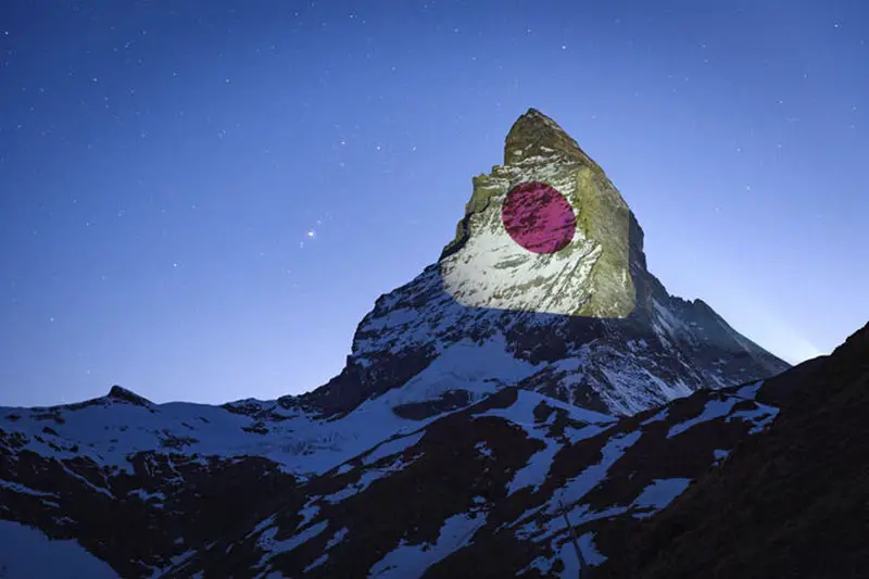 light projection on the Matterhorn