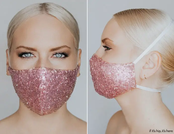 katie may disco ball pink face mask