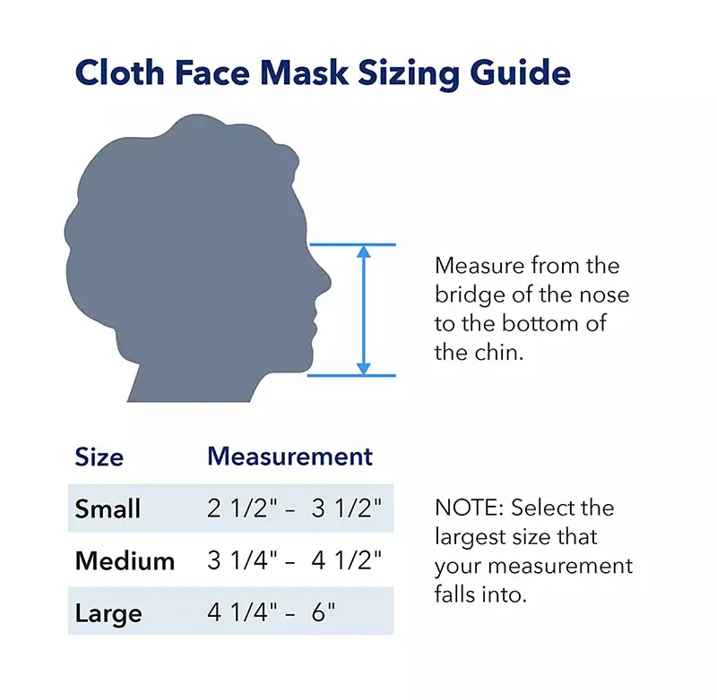 cloth mask child's size guide