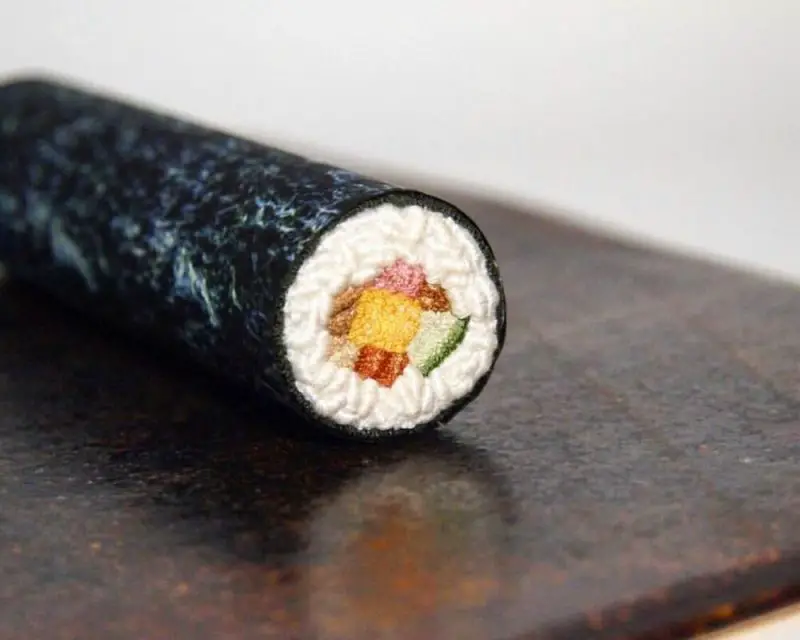 embroidered sushi roll