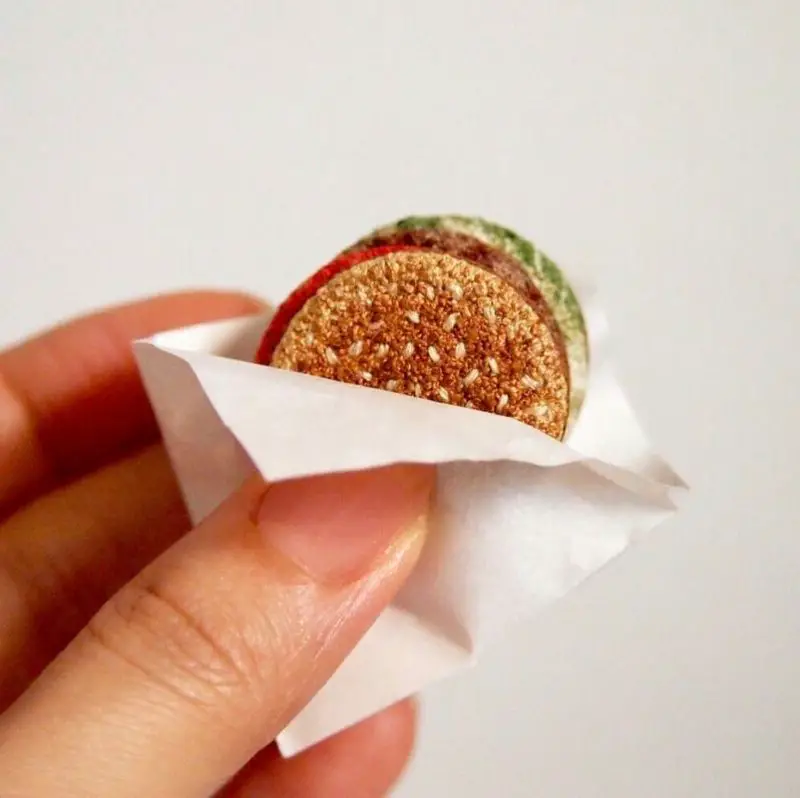 embroidered tiny burger