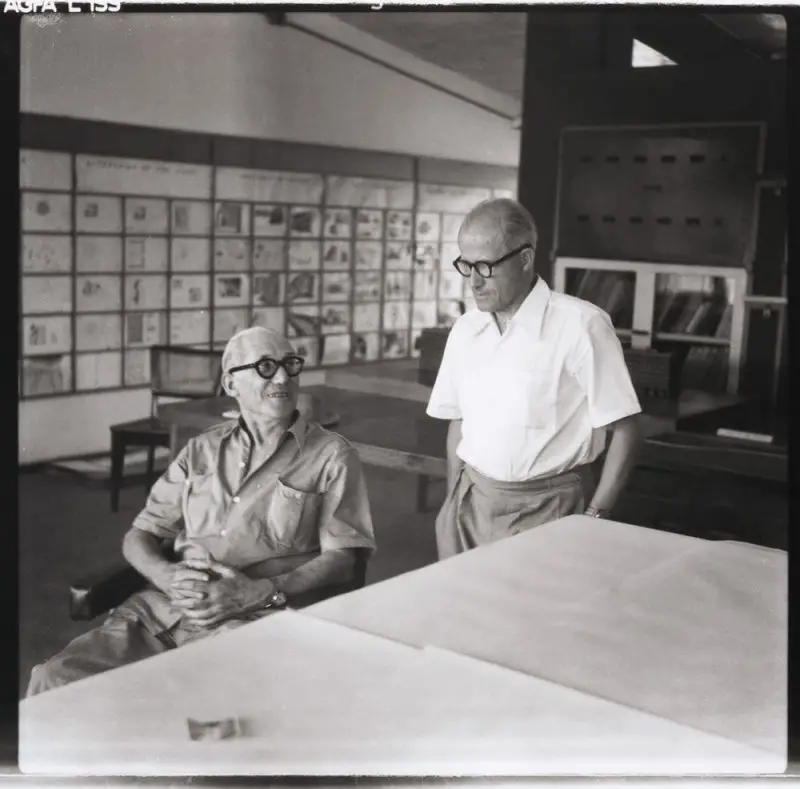 Le Corbusier and Pierre Jeanneret in the Architects' office in Chandigarh, India