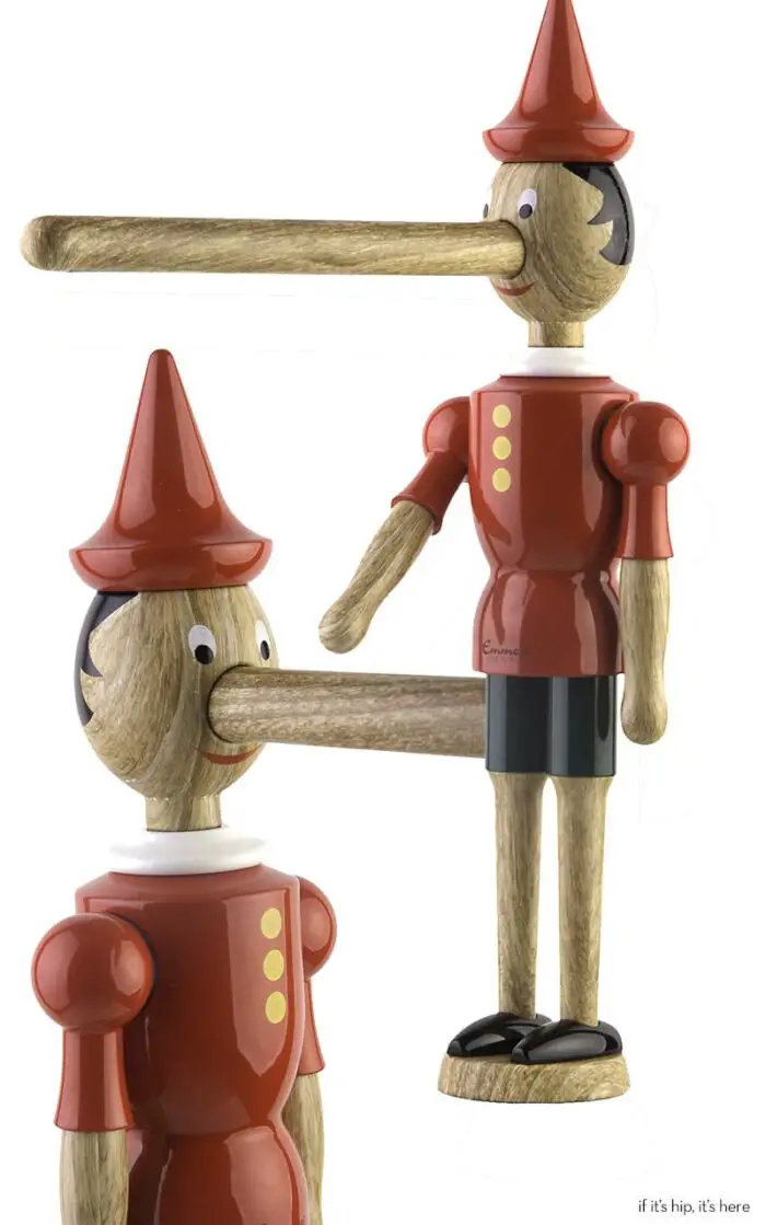 Pinocchio faucet colored wood & cu