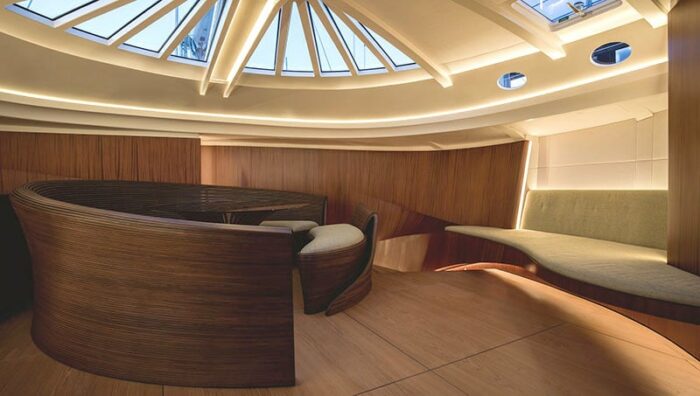 superyacht with wood interior