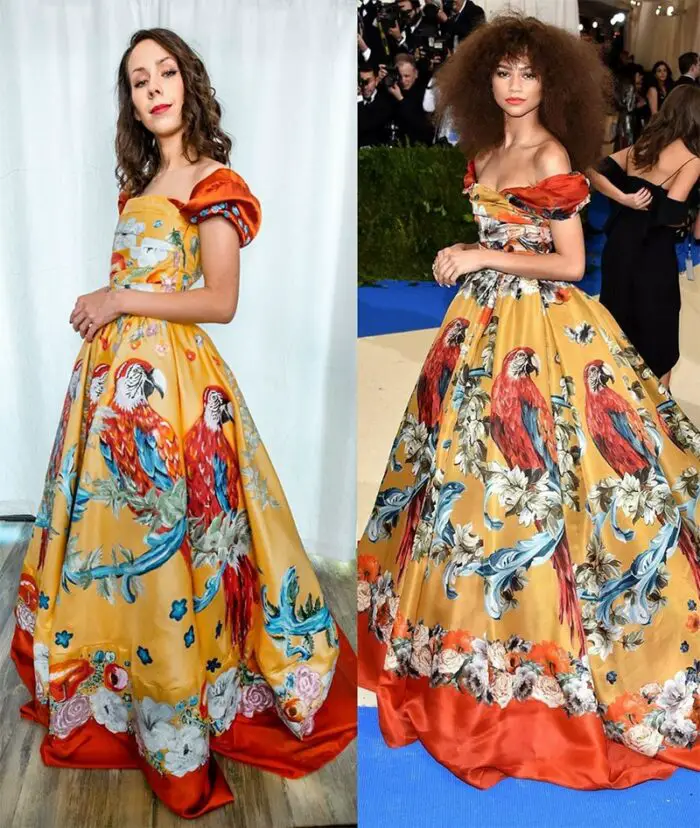 Zendaya parrot gown by @gotchacoveredfashion