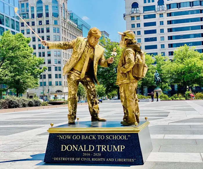 Read more about the article Living Statues Ironically Celebrate Trump’s Stupidest Decisions