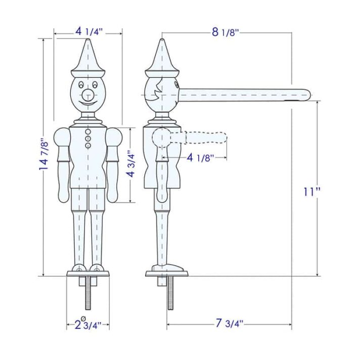 pinocchio faucet dimensions