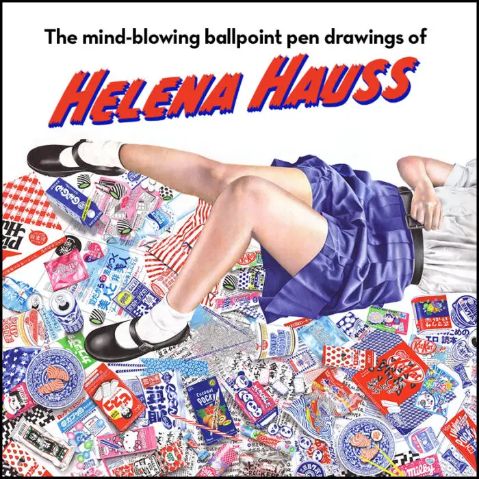 Ballpoint pen drawings of Helena Hauss