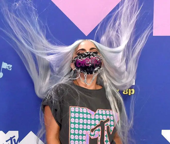 gaga in her Chromatica mask at VMAs 