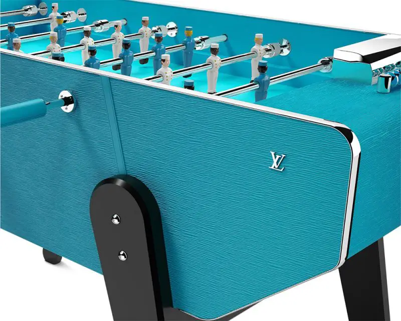 LV Epi Cyan leather foosball table detail