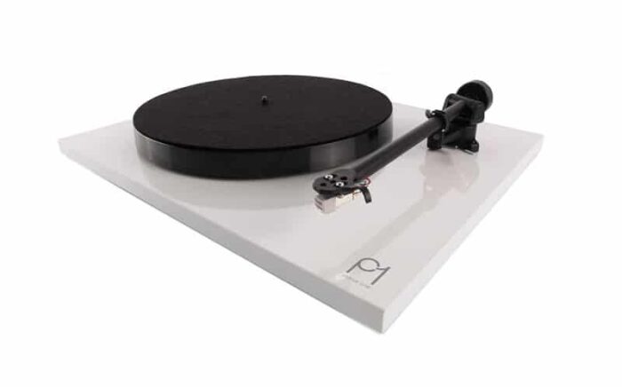 rega planar 1 white turntable low angle