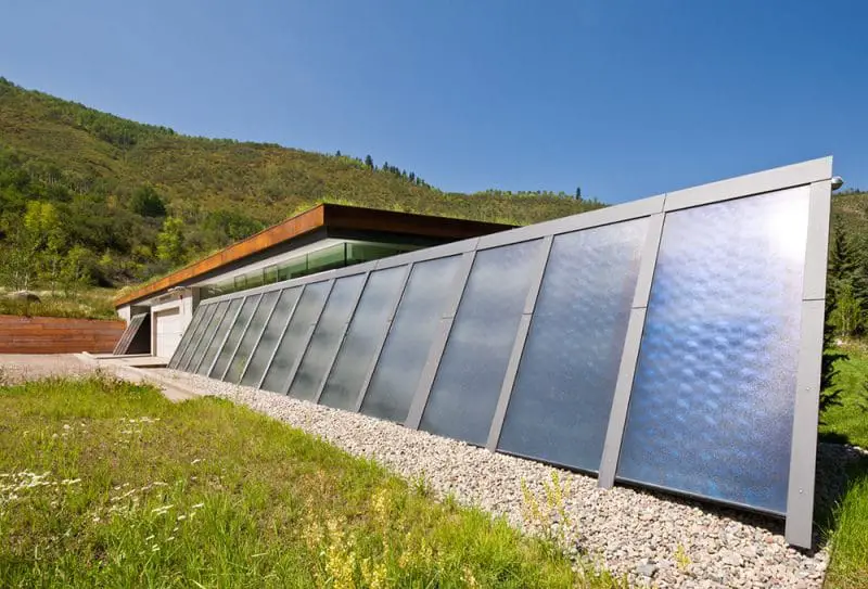solar panels at house in the mountains