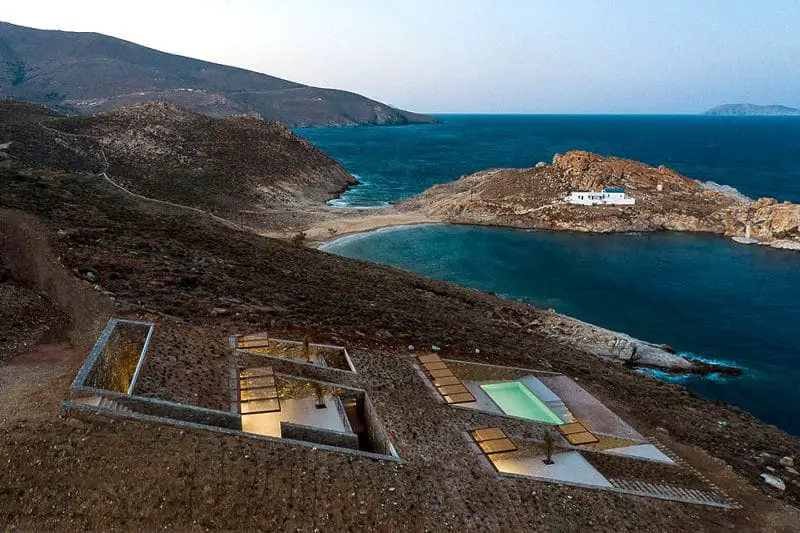 home built into hillside in greece