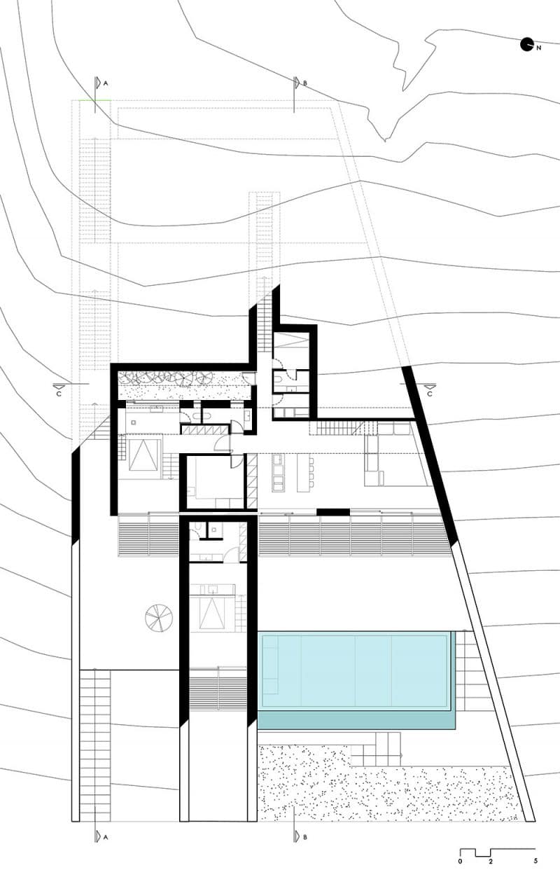 architectural plans underground home and pool